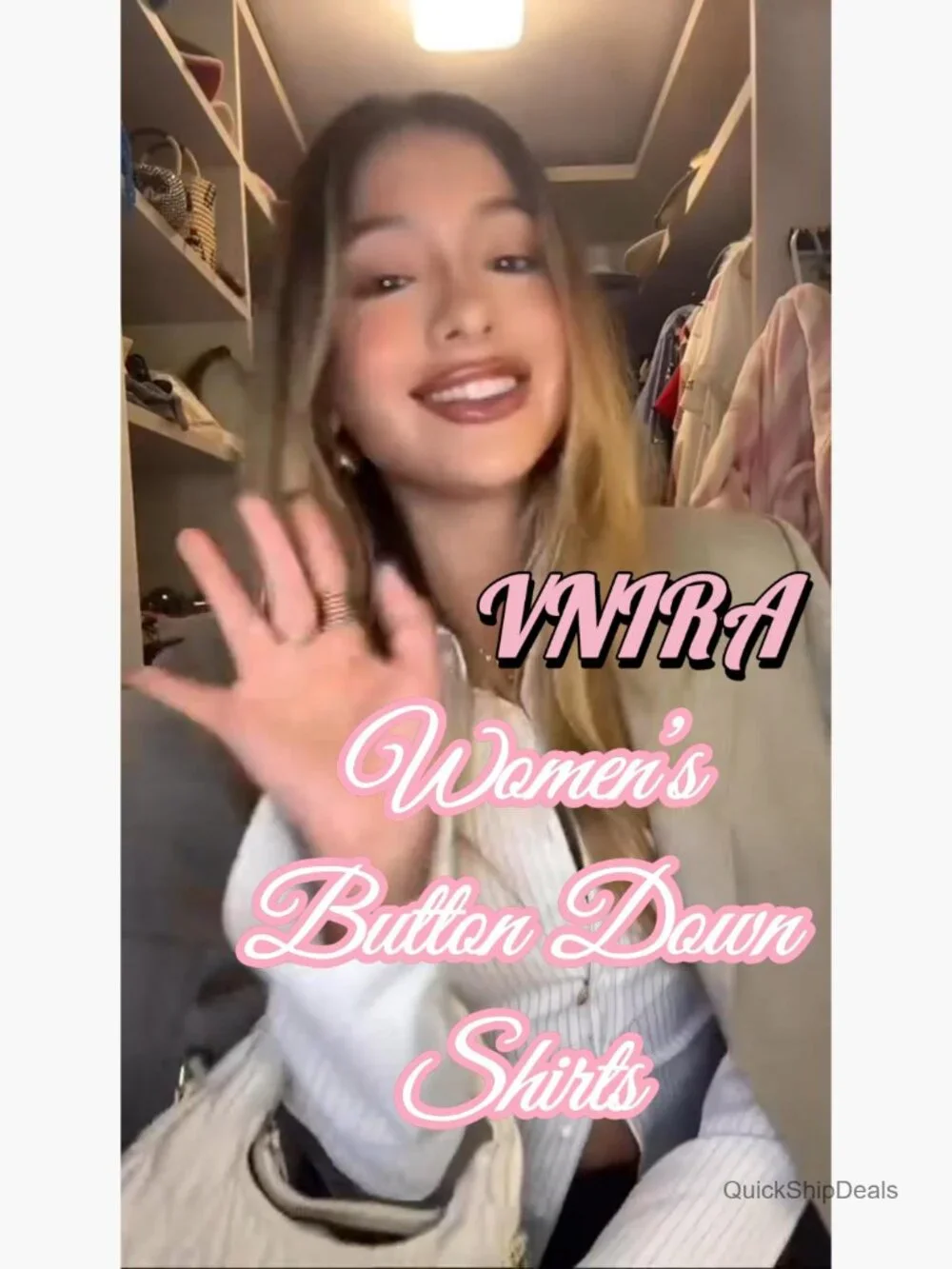 Striped Long Sleeve Button Down Shirt Slim Fit V-Neck Blouse - Picture 7 of 7